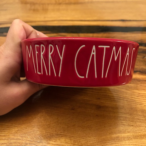 Rae Dunn Other - RAE DUNN: Small Ceramic Cat Bowl - Merry Catmas - Red & White ❤️🎅